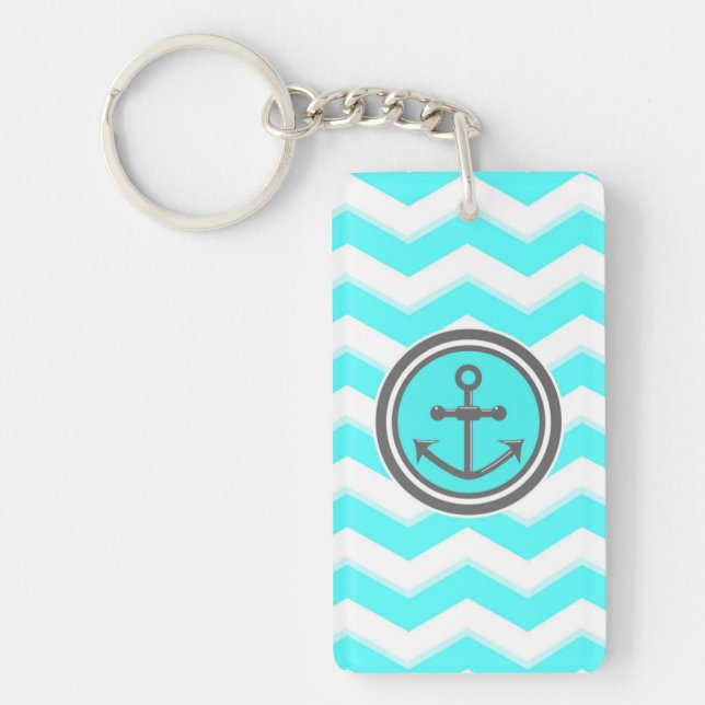 Cute Chevron Anchor Smile Key Ring (Front)