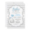 Cute Chevron Blue Grey Elephant Baby Shower BOY