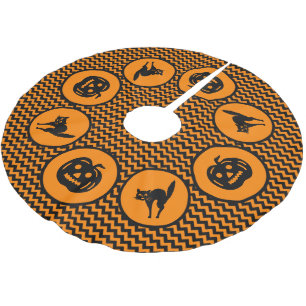 Cute chevron Halloween Brushed Polyester Tree Skirt