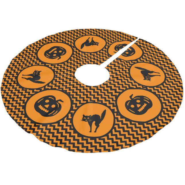 Cute chevron Halloween Brushed Polyester Tree Skirt (Angled)