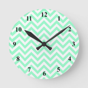 Cute chevron wall clock   Turquoise zigzag stripes