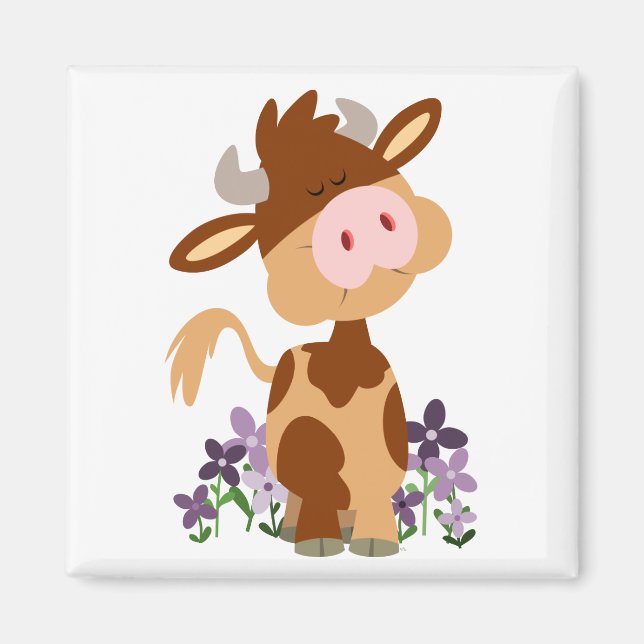 Cute Chewing Cartoon Cow Magnet (Front)