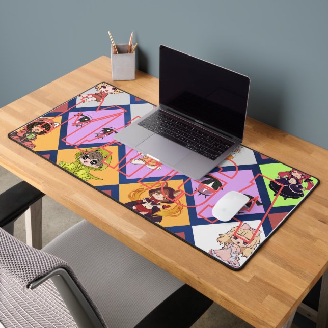 Cute Chibi Anime Characters MANGA Pattern Mousepad Desk Mat (Office 2)