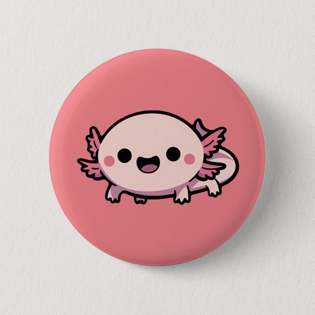 Cute Chibi Axolotl 6 Cm Round Badge (Front)