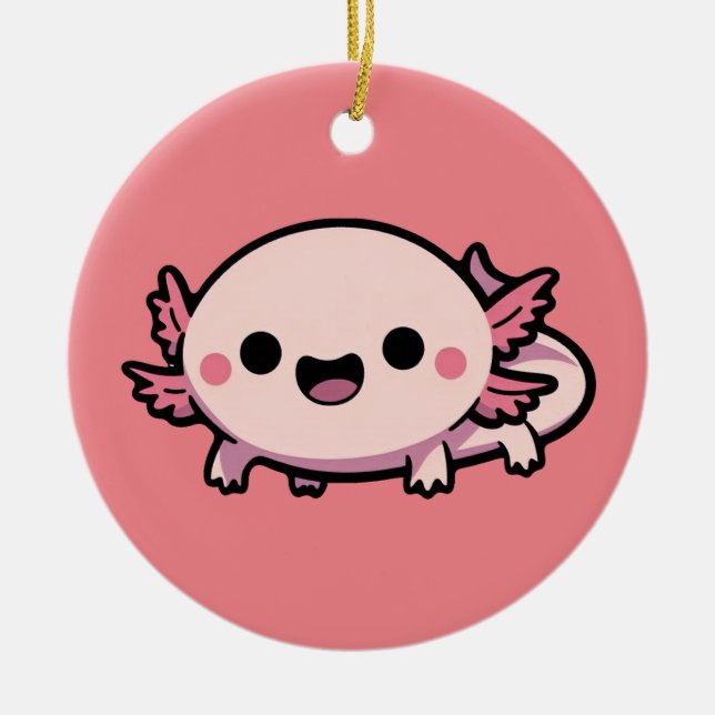 Cute Chibi Axolotl Ceramic Tree Decoration (Front)