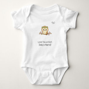 Cute Chibi Baby Owl Custom Name Baby Bodysuit