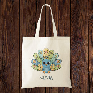 Cute Chibi Baby Peacock Tote Bag