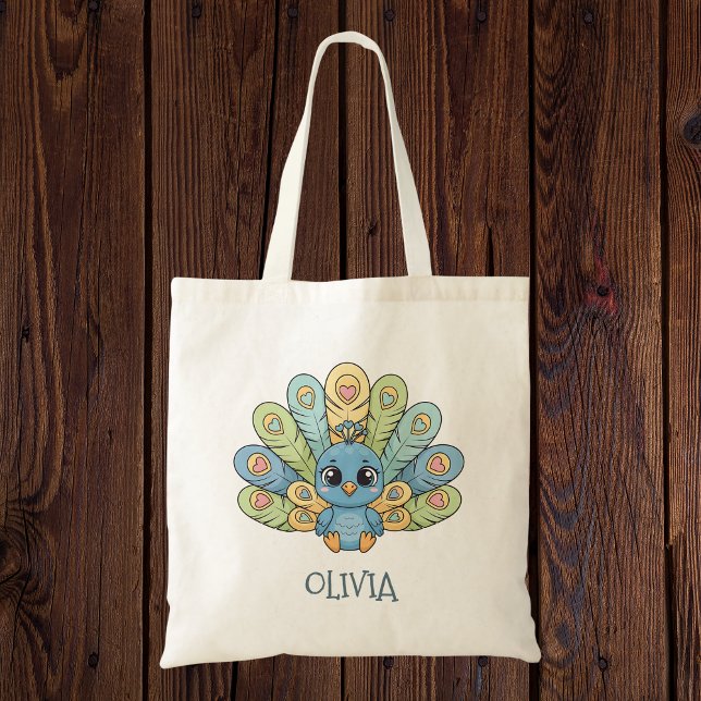 Cute Chibi Baby Peacock Tote Bag (Creator Uploaded)