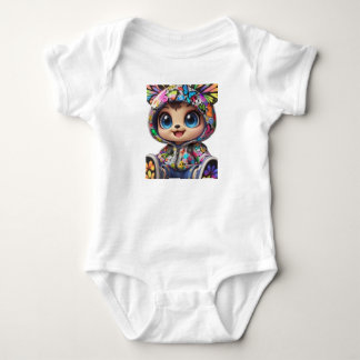 Cute Chibi Bear in Graffiti Butterfly Hoodie – Kaw Baby Bodysuit