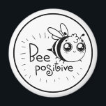 Cute Chibi Bee illustration Quote Magnet<br><div class="desc">Cute line drawing of a bumble bee telling you to bee positive.</div>