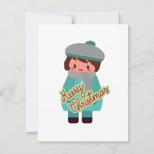 Cute chibi boy flat holiday card