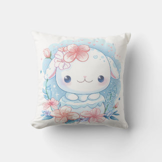Cute Chibi Bunny Illustration Cushion