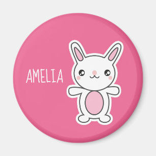 Cute Chibi Bunny Pink Personalised Magnet
