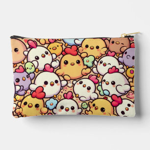 Cute Chibi Chicken Pattern Design Accessory Pouch