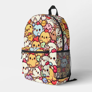 Cute Chibi Chicken Pattern Design Printed Backpack