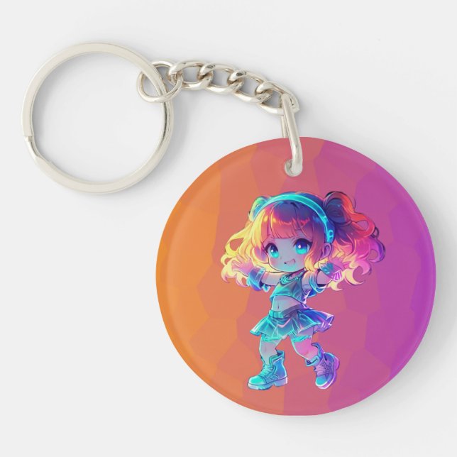 Cute Chibi Dancing 2 Keychain (Front)