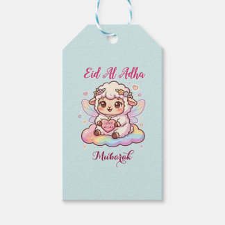 Cute Chibi Fairy Sheep Rainbow Eid Adha Mubarak Gift Tags
