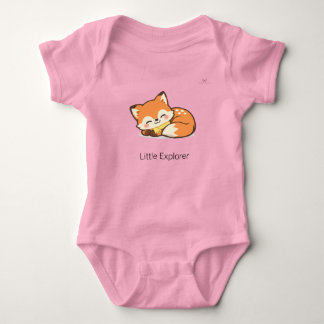 Cute Chibi Fox Sleeping Personalised Baby Bodysuit