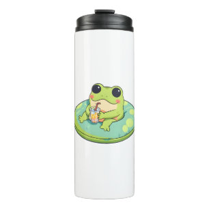 Cute Chibi Frog Summer Pool Day Lemonade Design Thermal Tumbler