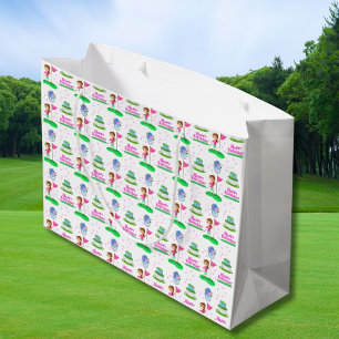 Cute Chibi Girl Birthday Golfing Themed Birthday  Large Gift Bag