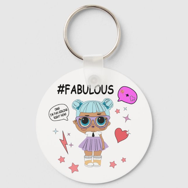 Cute Chibi Girl Graphic Sweater – Pastel Fashion Key Ring (Front)
