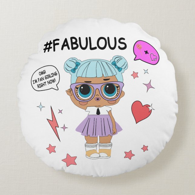 Cute Chibi Girl Graphic Sweater – Pastel Fashion Round Cushion (Front)