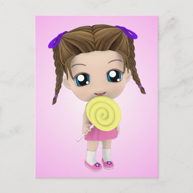 Cute Chibi Girl Postcard (Front)