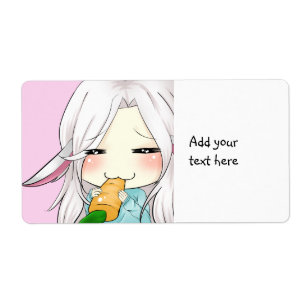 Cute chibi girl with bunny ears labels