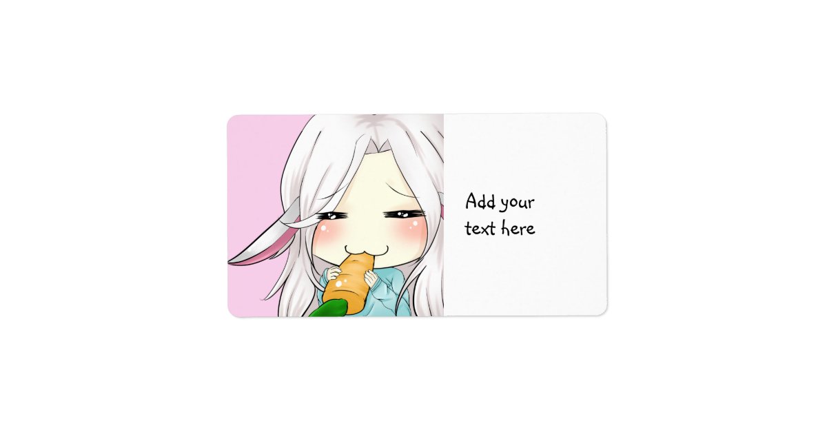 Cute Chibi Girl With Bunny Ears Labels Zazzle Co Uk