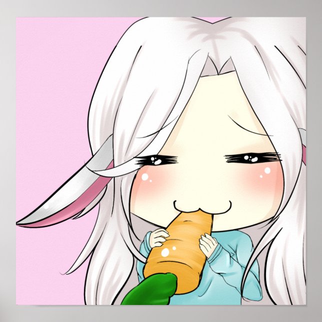 Cute chibi girl with bunny ears poster (Front)