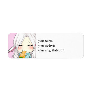 Cute chibi girl with bunny ears ret address labels