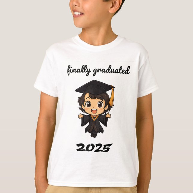 Cute Chibi Graduation 2025 T-Shirt – Finally Gradu (Front)
