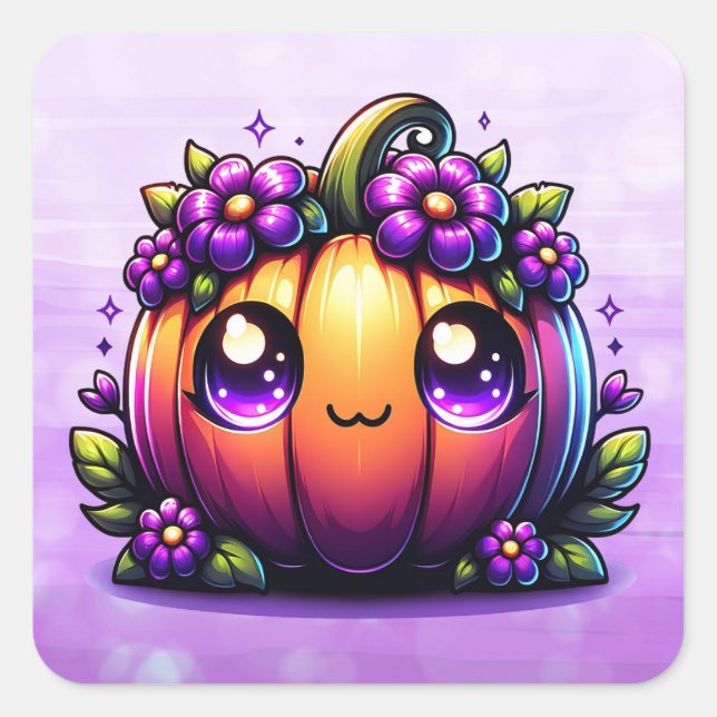 Cute Chibi Halloween Pumpkin  Square Sticker (Front)