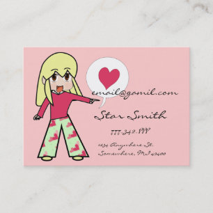 Cute Chibi Heart - Yellow Hair - Business Card