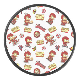 Cute Chibi Iron Man Seamless Pattern - Superhero  Hockey Puck