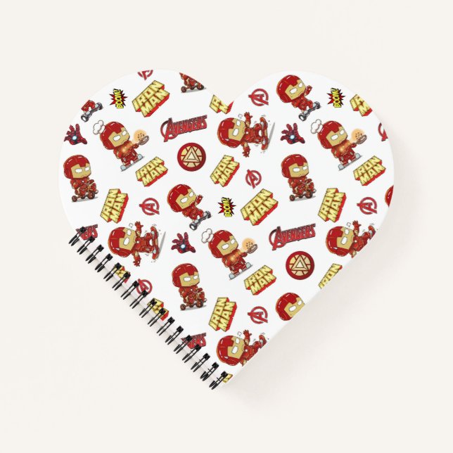 Cute Chibi Iron Man Seamless Pattern - Superhero  Notebook (Front)