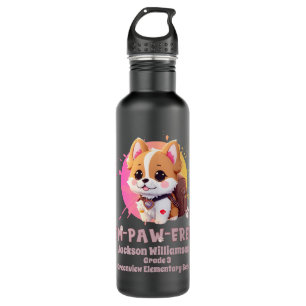 Cute Chibi Kawaii Corgi Name School Year on Back 710 Ml Water Bottle