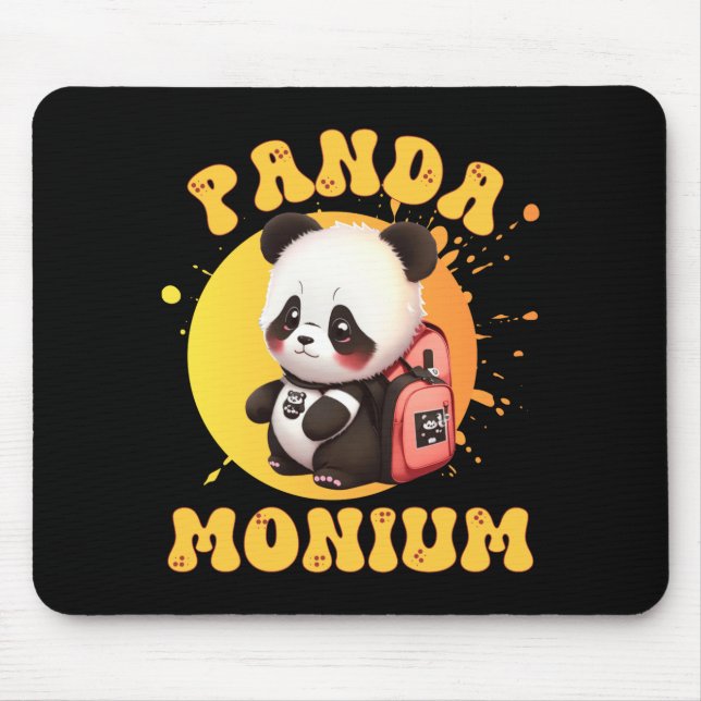 Cute Chibi Kawaii Panda Name School Year On Back B Mouse Mat (Front)