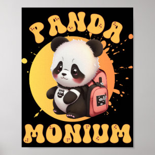 Cute Chibi Kawaii Panda Name School Year On Back B Poster