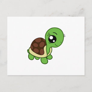 Cute Chibi Make-up Turtle Girl Kawaii Postcard
