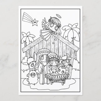 cute chibi manga Nativity Scene reason for season Invitation
