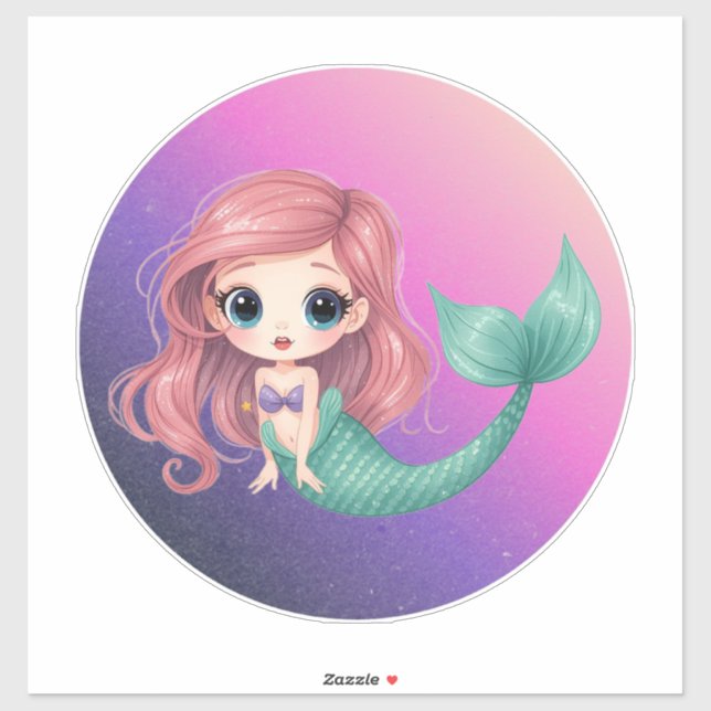Cute Chibi Mermaid Sticker (Sheet)