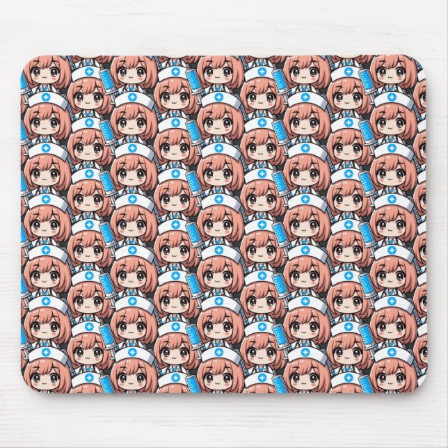 Cute Chibi Nurse - healthcare, anime, medical Mouse Mat (Front)