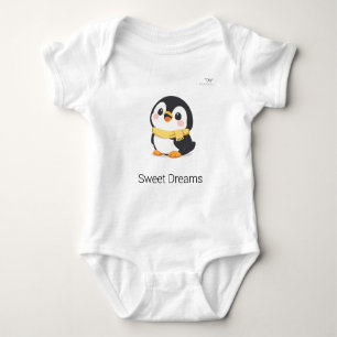 Cute Chibi Penguin with Scarf Personalised Baby Bodysuit