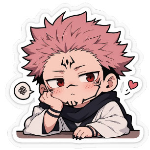Cute Chibi Pouty King Sticker - Kawaii Pink Hair Accessory Pouch