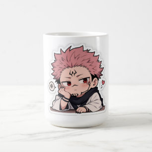Cute Chibi Pouty King Sticker - Kawaii Pink Hair Coffee Mug