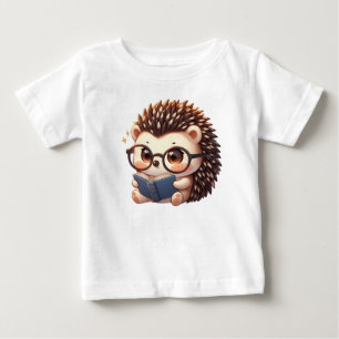 Cute Chibi Reading Hedgehog Baby T-Shirt