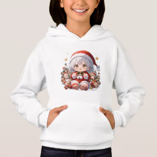 Cute Chibi Santa Girls' Christmas Pullover Hoodie