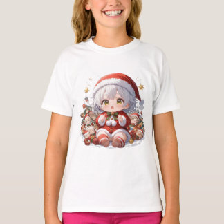 Cute Chibi Santa Girl's Christmas T-Shirt