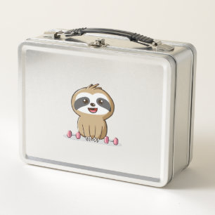 Cute Chibi Sloth Workout � Funny Kawaii Gym Animal Metal Lunch Box